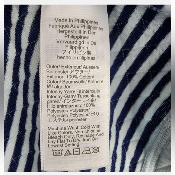J.Crew Factory Reversible Pullover Sweatshirt XS Blue Striped Quilted NWT Cozy - Picture 12 of 16